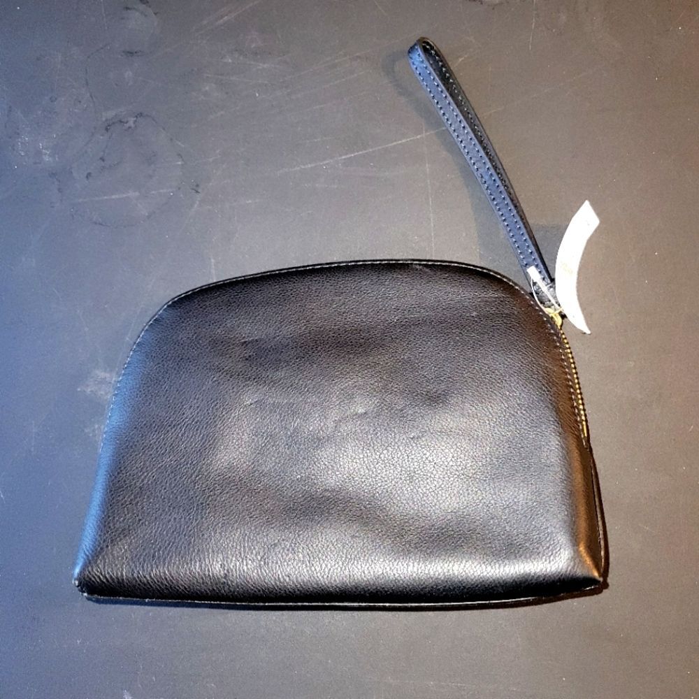 New Talbots Black Pebbled Leather Wristlet Purse - Picture 4 of 10